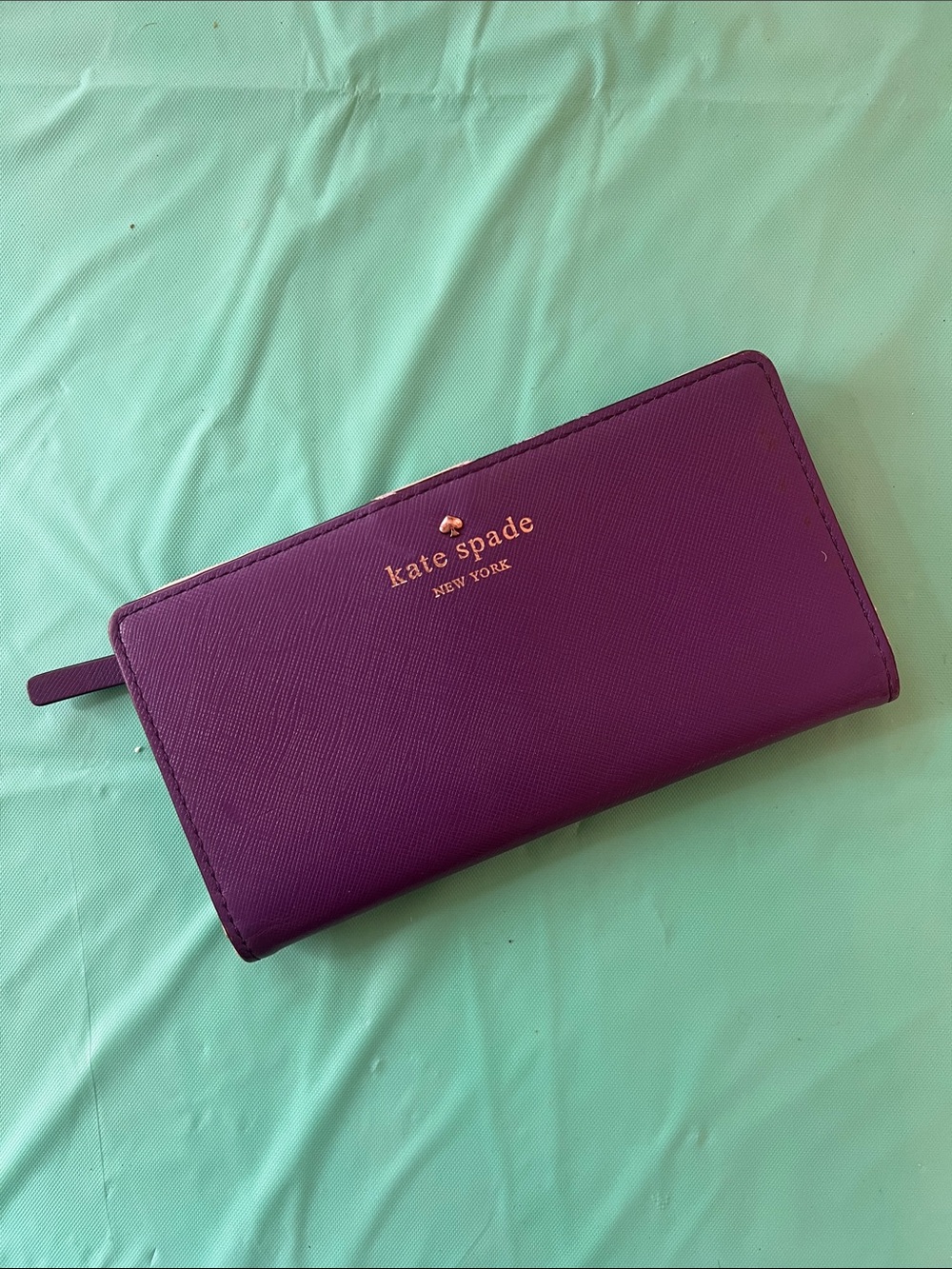 kate spade Purple Zip-Around Saffiano Leather Wallet